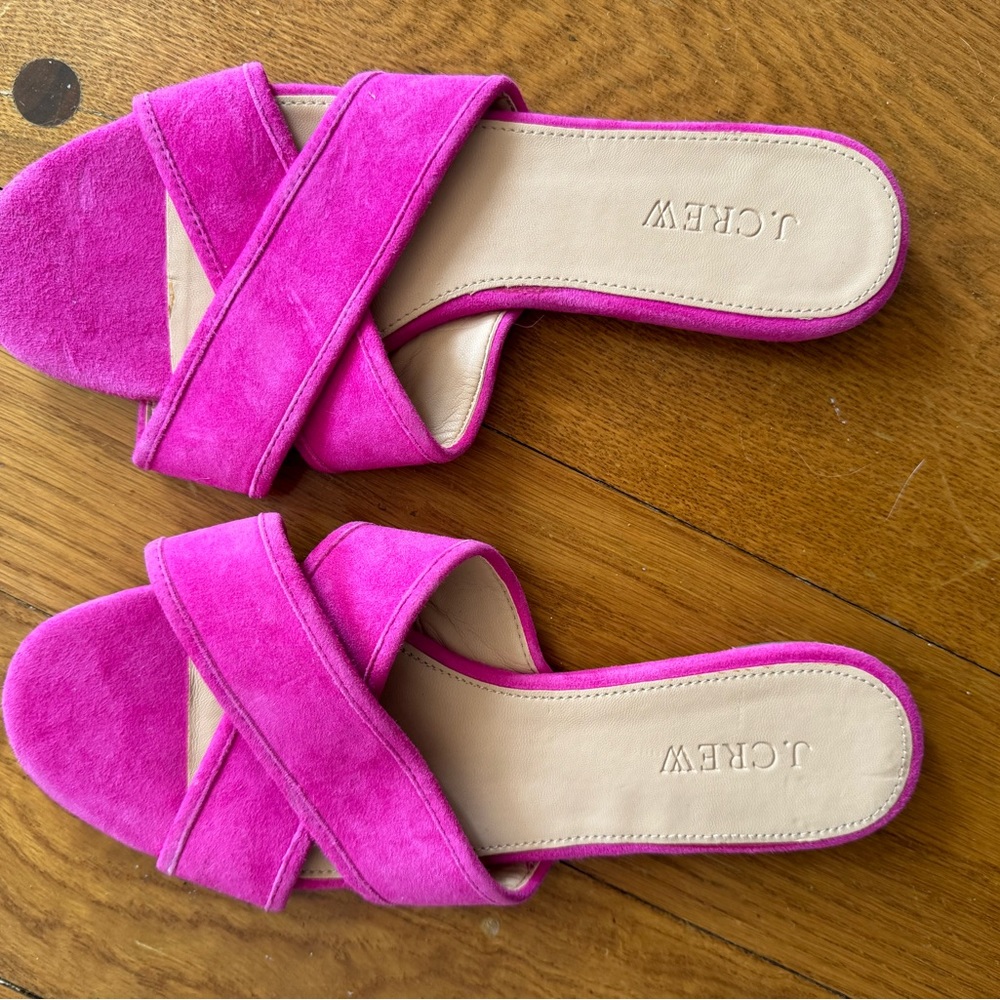 Gently worn J Crew sandals women’s size 7. Bright Pink